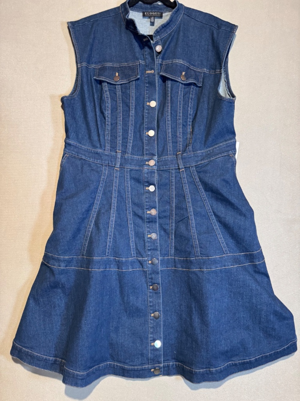 NWT Eloquii Sleeveless Denim Dress, Women's Plus Size 18 - Picture 5 of 11